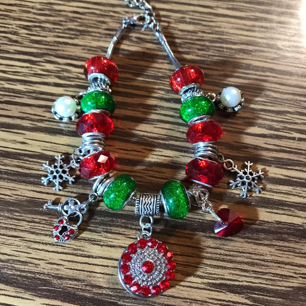 Handmade red and green bracelet